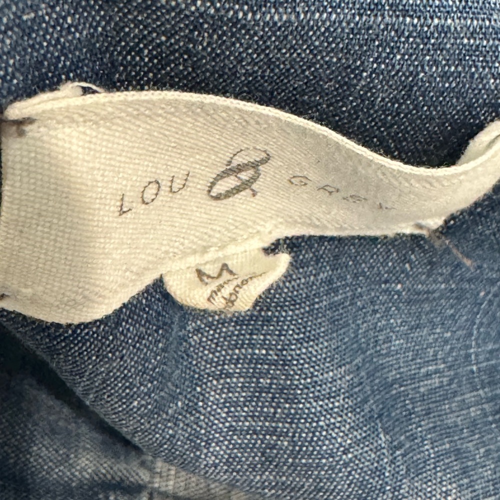 Lou & Grey Chambray denim Shirt Dress with drawstring waist and collar. medium - Picture 4 of 4
